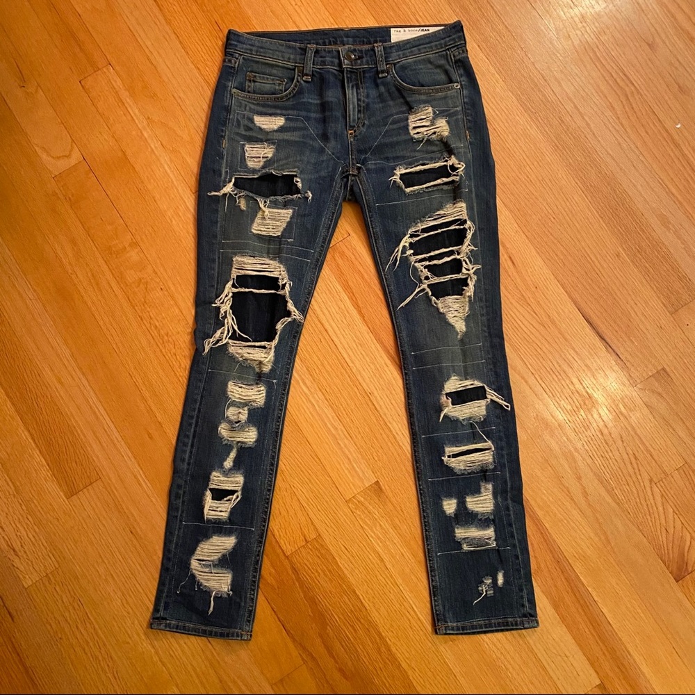 Dre Distressed & Repaired Mid-Rise Skinny Jeans - Picture 4 of 6